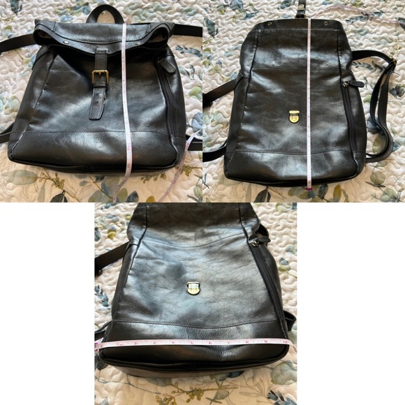 In Pell by Valentina Made in Italy Black Leather Backpack - Picture 14 of 17